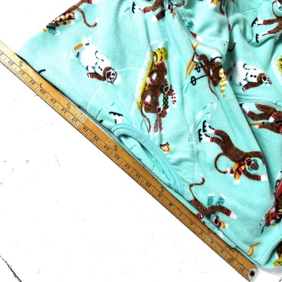 Nick & Nora Sock Monkey Teal One Piece Pajama Unisex Size XXL - Picture 12 of 12